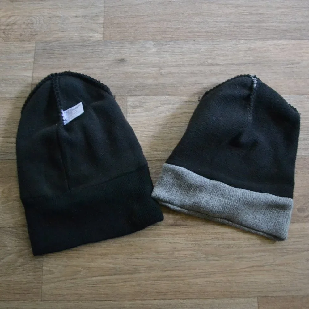 NWOT Toddler Fleece Lined Beanie Hat Bundle Gray and Black
